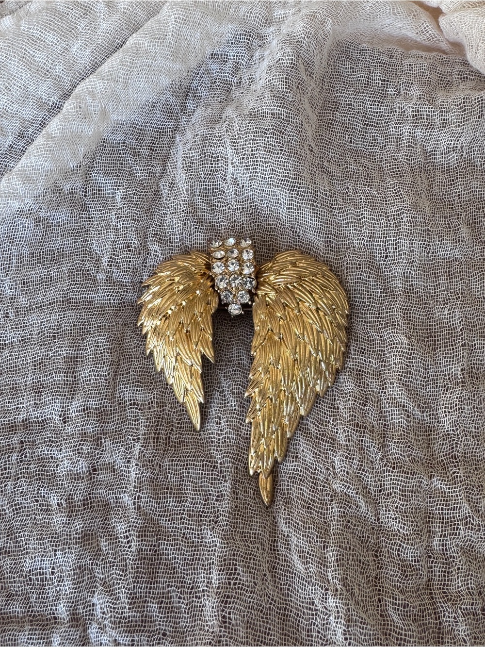 Gold Wing Crystal Accent Brooch - Women Jewelry - Picture 5 of 7